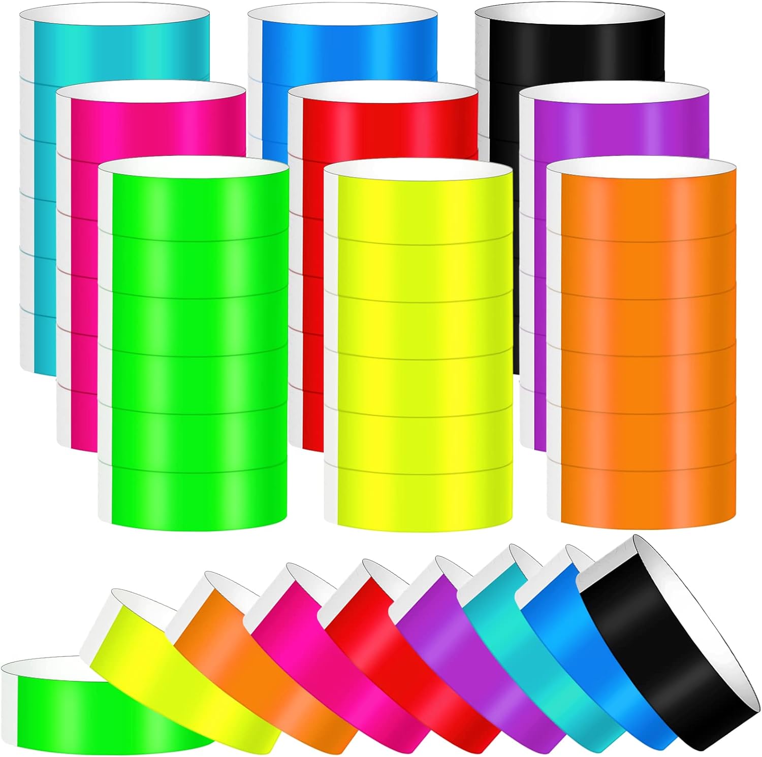 450 Count Wristbands for Events Rainbow Waterproof Paper