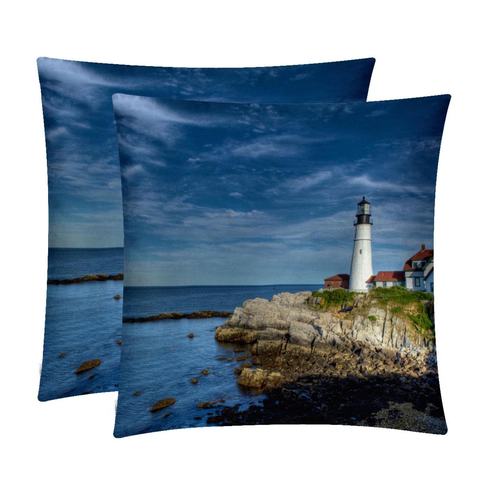 Housse de coussin lombaire lot de 2 décor phare océan pour maison