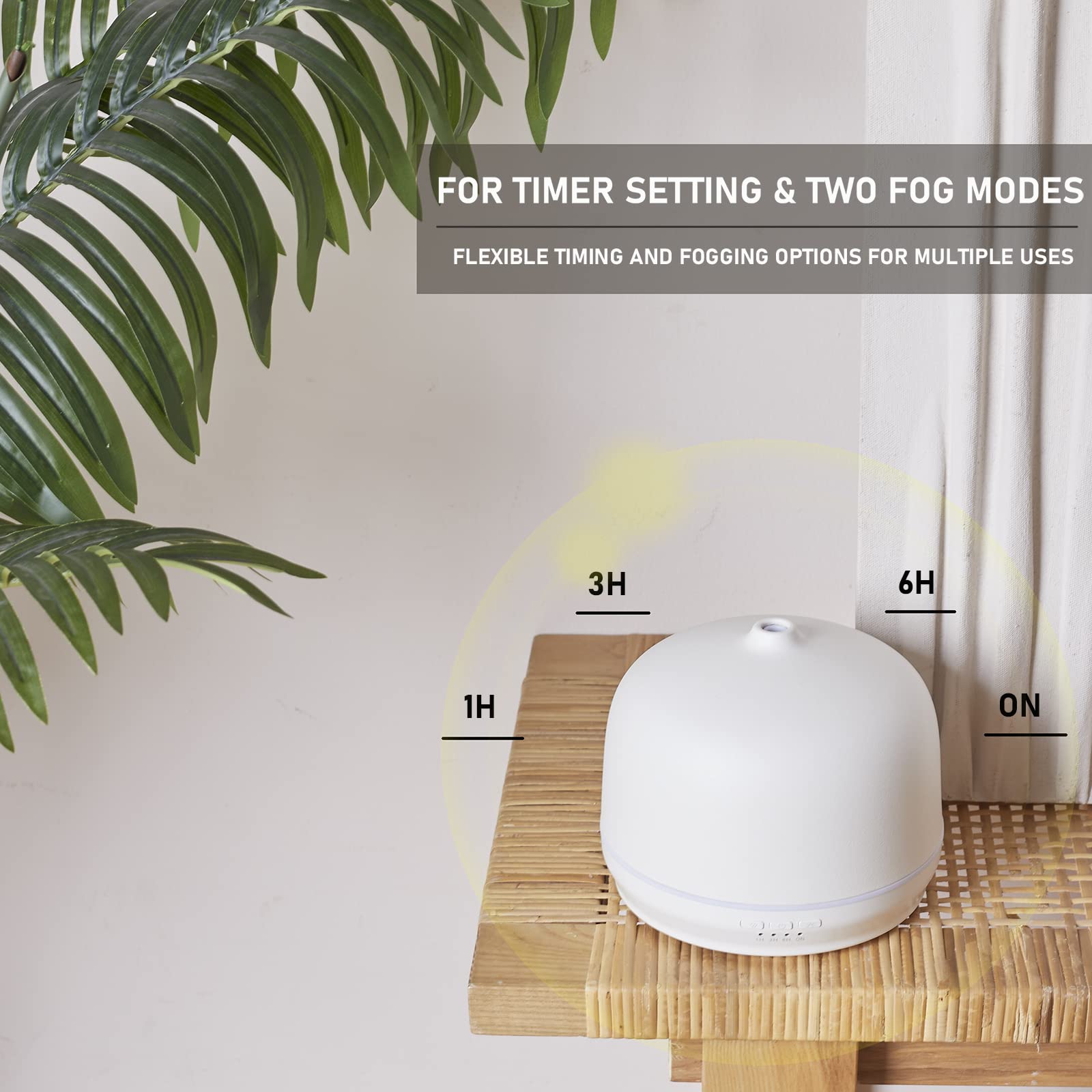 Diffusori di oli essenziali per aromaterapia per la casa grande stanza, diffusore d'aria in ceramica diffusore di aromi ad ultrasuoni 500 ml con temporizzazione: bianco