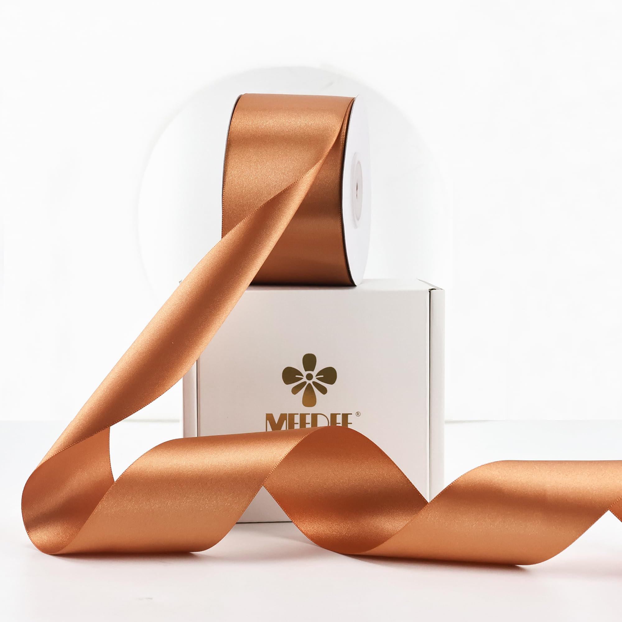 MEEDEE Terracotta Satin Ribbon - 2 Inch Double Faced Orange Ribbon by 25 Yards for Christmas, Thanksgiving, Fall, Wedding, Flower Bouquet