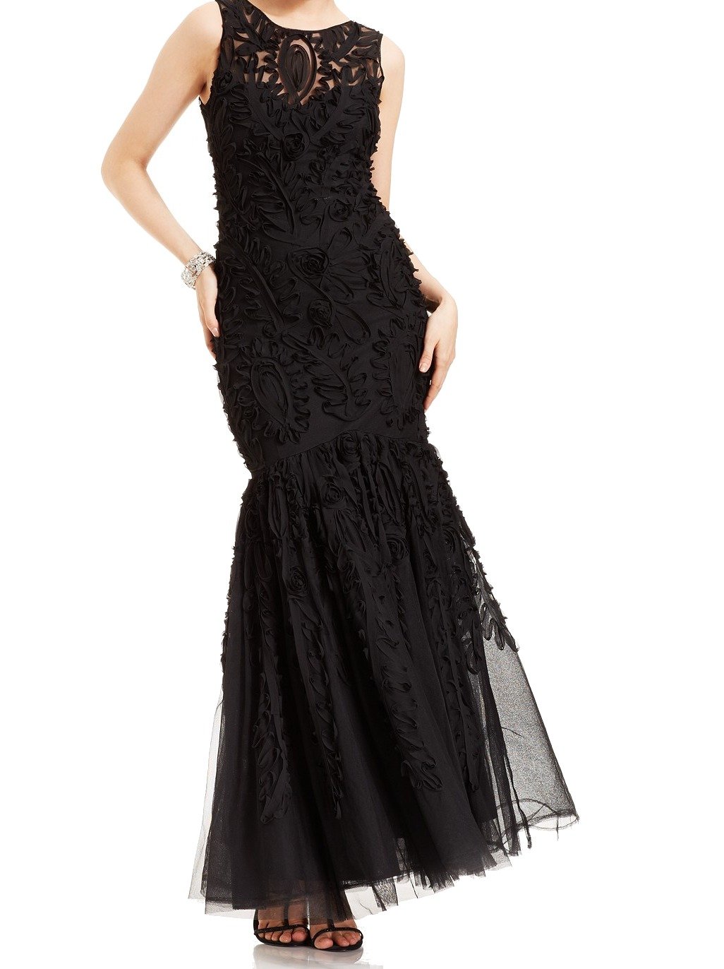 JS Collection Women's Embroderied Gown with Mermaid Skirt