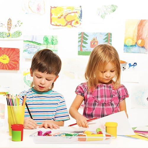 Miniatura 7 de Bandejas de arte de actividad, paquete de 8 bandejas organizadoras de manualidades para pintura, cuentas, limo y juguetes sensoriales, 11 x 8.3 x