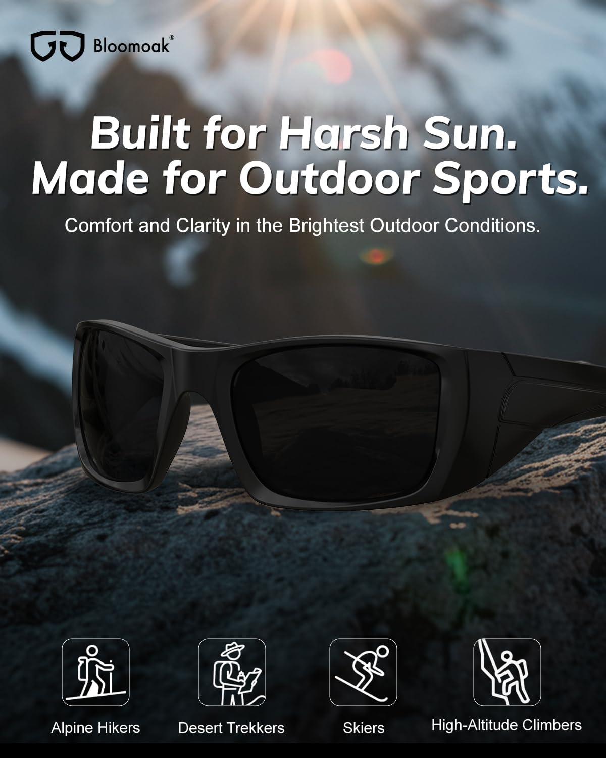 Bloomoak CAT 4 Super Dark Sunglasses | UV 400 | For Photophobia & Eye OPS & Light Sensitivity | Wraparound with Side Protection for Men & Women - Image 3