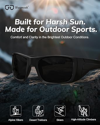 Bloomoak CAT 4 Super Dark Sunglasses | UV 400 | For Photophobia & Eye OPS & Light Sensitivity | Wraparound with Side Protection for Men & Women