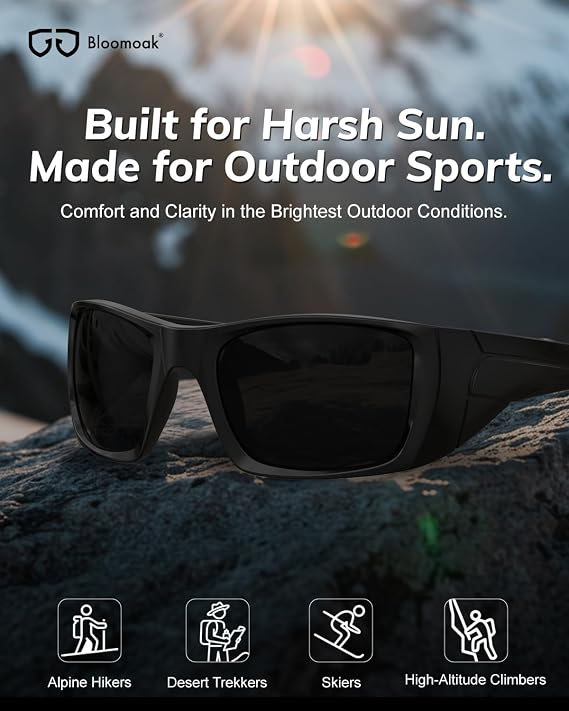 Bloomoak CAT 4 Super Dark Sunglasses | UV 400 | For Photophobia & Eye OPS & Light Sensitivity | Wraparound with Side Protection for Men & Women