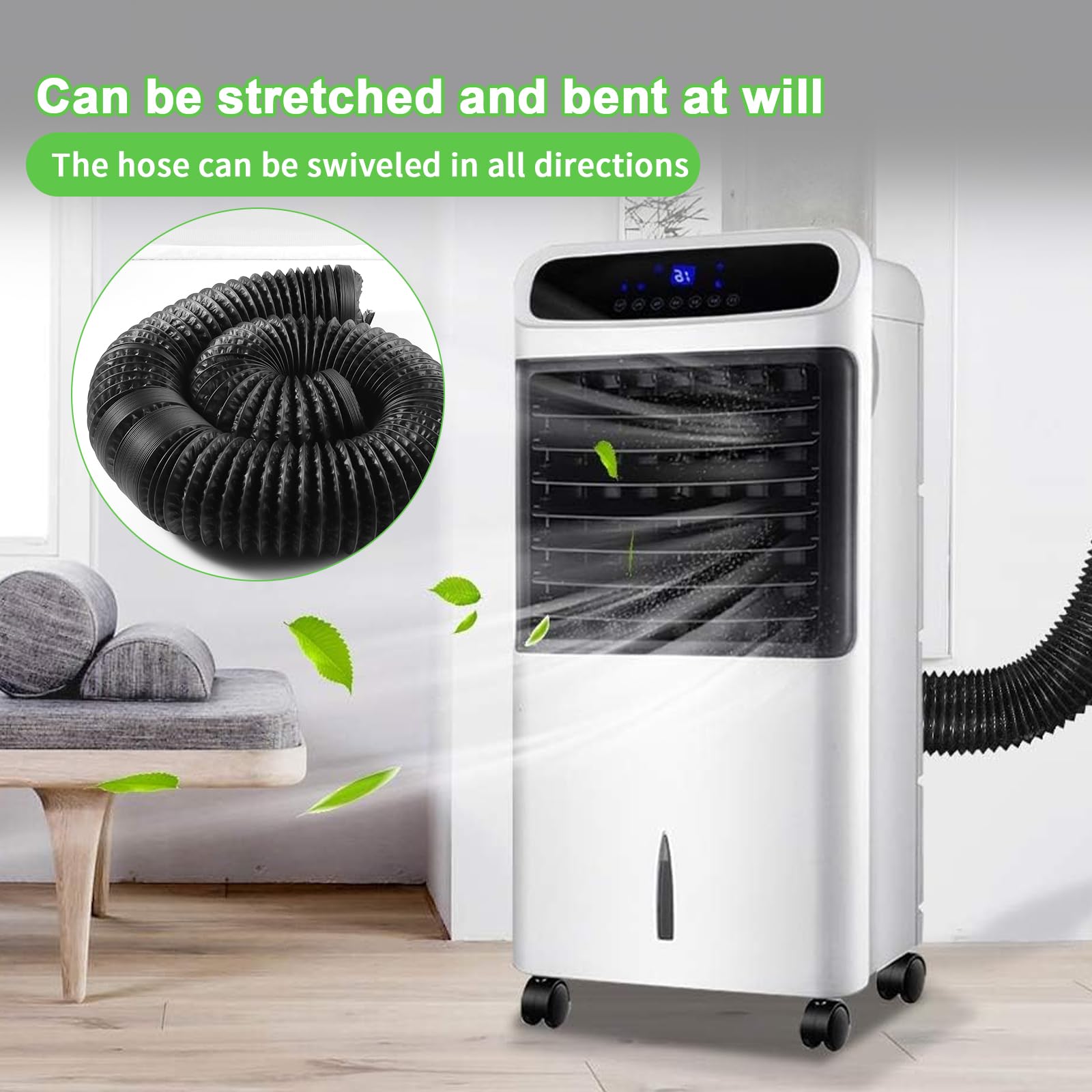 Tuyau d'Air d'Évacuation en PVC Gaine Flexible en Aluminium 125 mm x 2m Tube de Ventilation avec 2 Colliers de Serrage et Ruban Aluminium 5m pour Sèche-Linge Climatiseur Mobile Hotte Aspirante