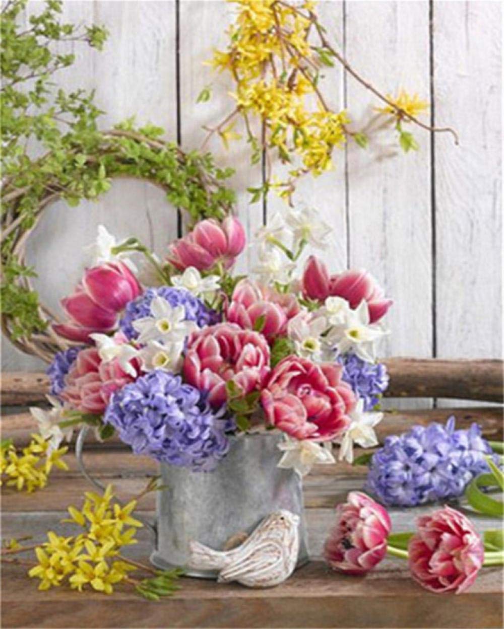 Peinture par numéros adultes floraux pour décorer le salon