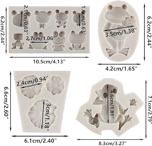 Miniatura 2 de Sijiangmold Molde de silicona de rana, molde de fondant de hoja de loto para decoración de pasteles, chocolate, dulces, cupcakes, decoración de