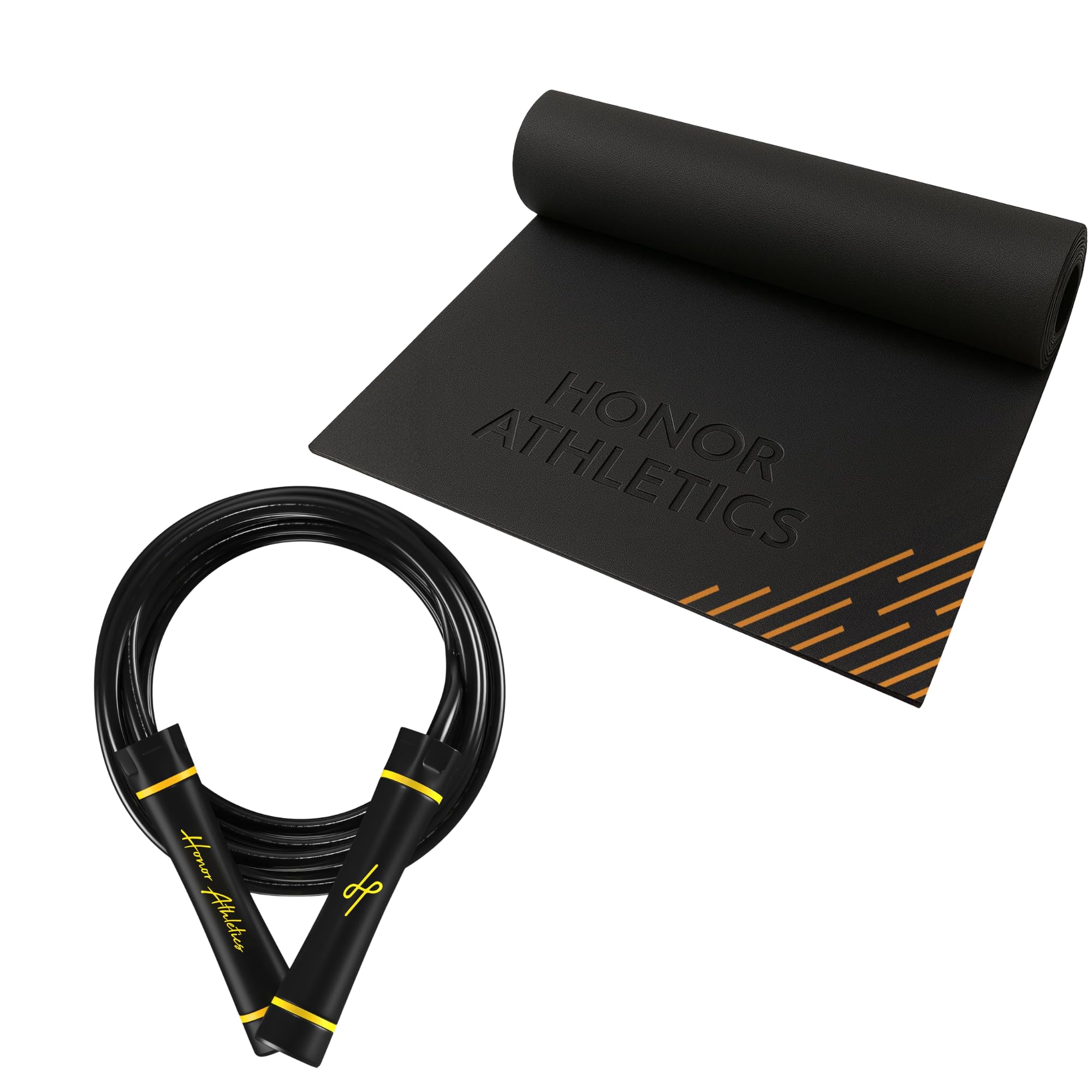 Honor Athletics Springseilmatte & Pro Boxing Rope 3.0 Bundle | 6,35 mm Gummimatte + 5,3 mm verstellbares Springseil | Boxen, Cardio & Fitnesstraining