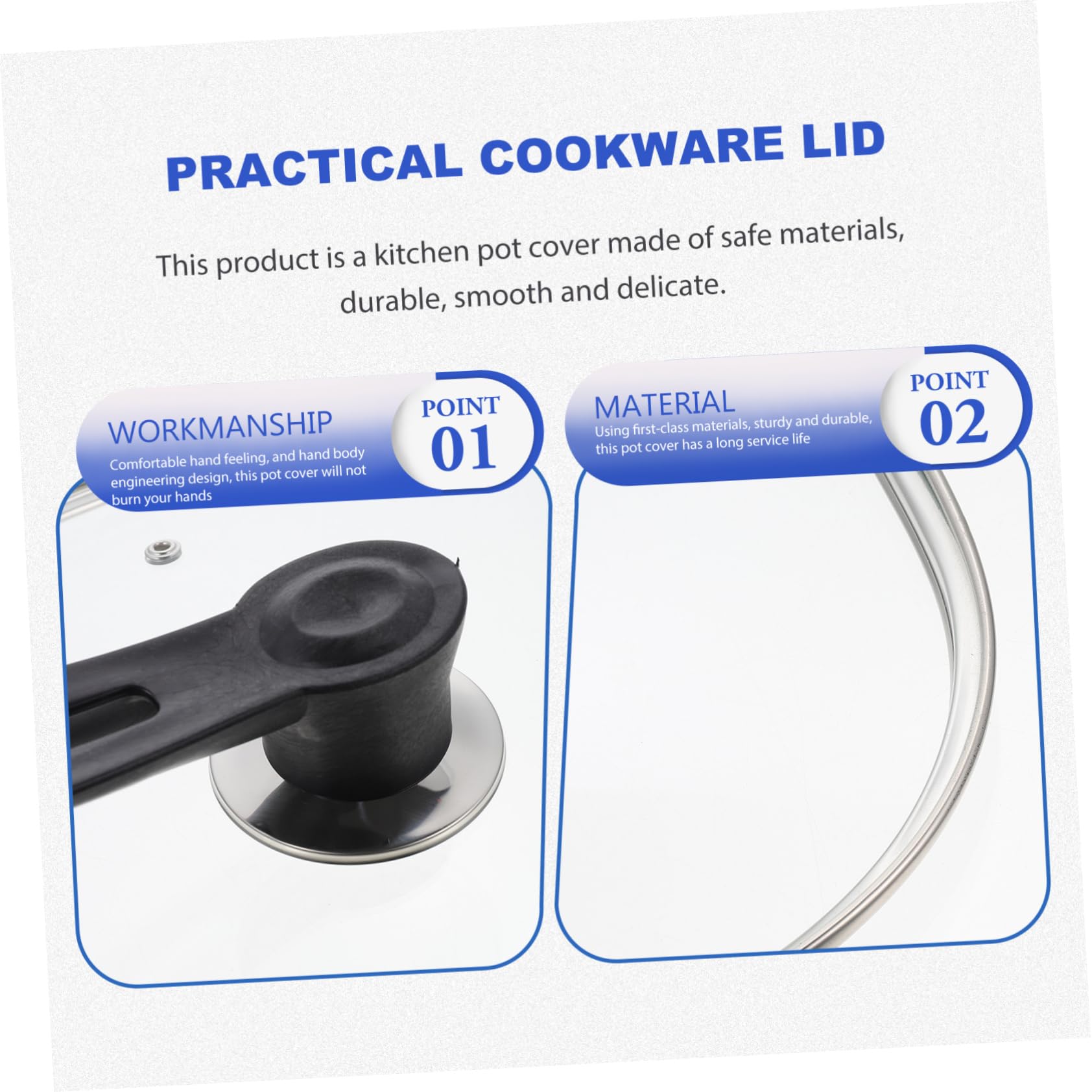 Garneck Tapa de Vidrio Accesorio Multifuncional Mango Ergonómico para Olla Cuadrada y Protección Segura Adecuado para Cocinas Domésticas y Comedores