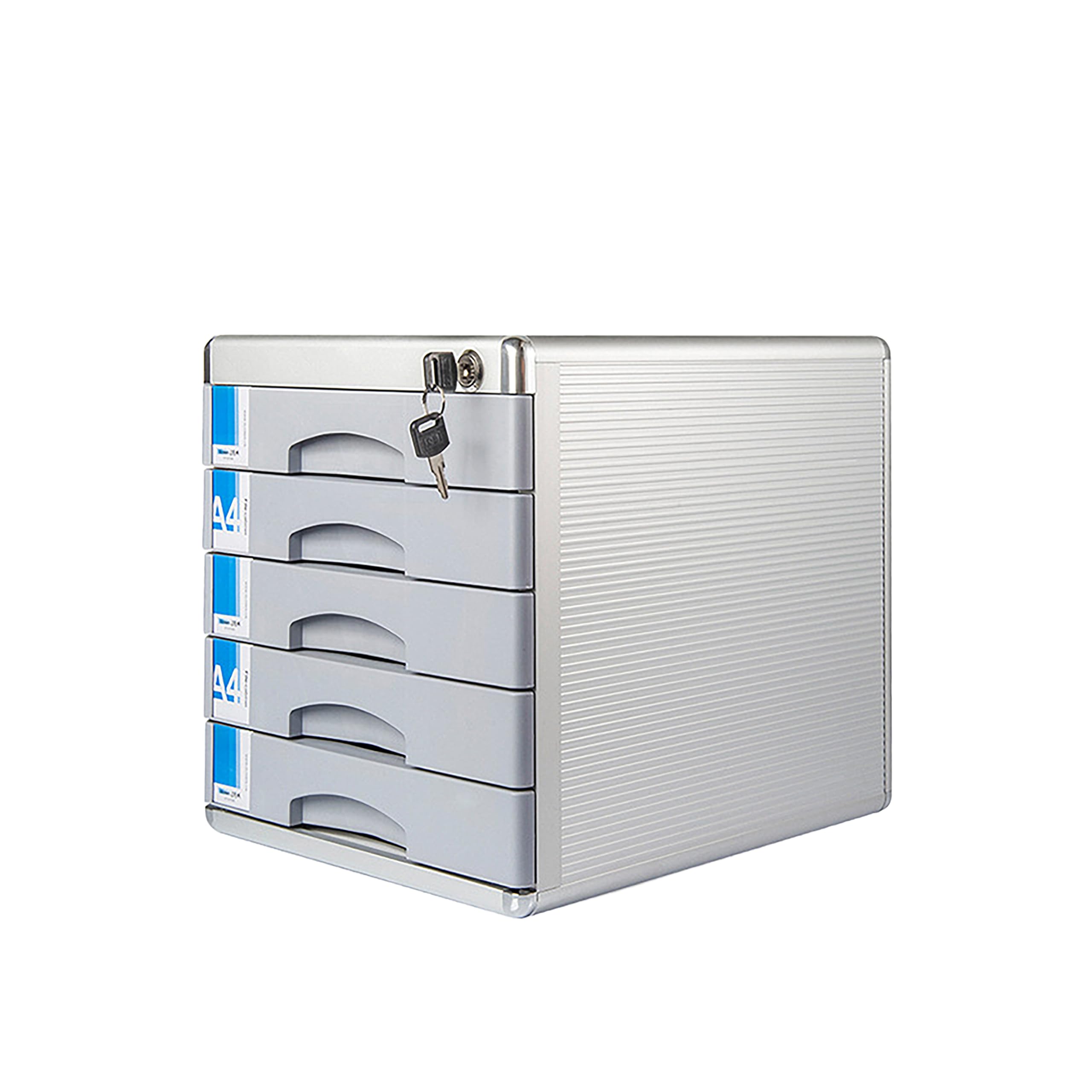 Aioneer 7-Layer Lockable Desk Nizer, Aluminum Drawer Cabinet For Office & Home, Multi-Tier Storage Solution For A4 Files, Folders & Stationery, Space-Saving Desktop Nizer-Five Floors