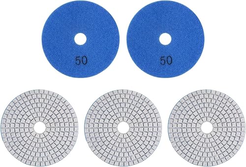 HARFINGTON 5 almohadillas de pulido de diamante de 4 "Grits 50 almohadillas de pulido húmedoseco para piedra hormigón mármol encimera cuarzo para