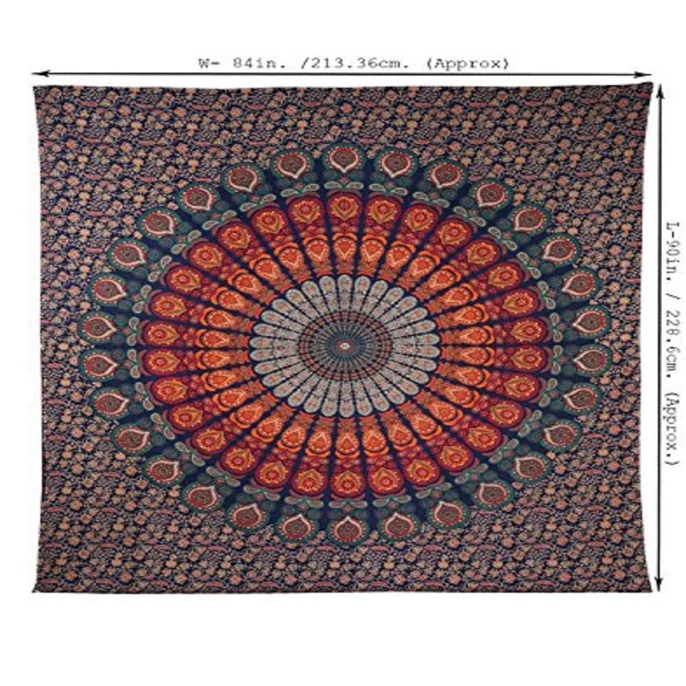 RAJRANG Arazzo mandala - regina 229 X 213 cm (Blu) - arazzo hippie da parete bohémien indiano, telo mare, lenzuolo arte da parete per la decorazione di hame