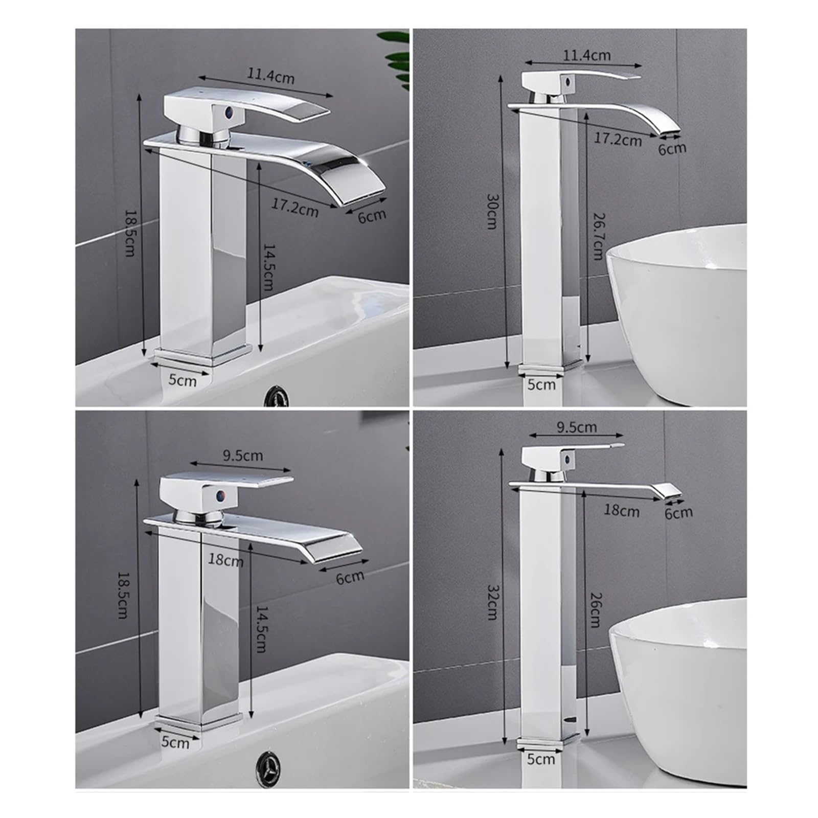 Grifo de Cocina Flexible de diseño Cuadrado Codo con Acabado Espejo, de Acero Inoxidable, con caño Ancho, Mezclador de Agua fría y Caliente, Elegante Grifo para Fregadero y baño.
