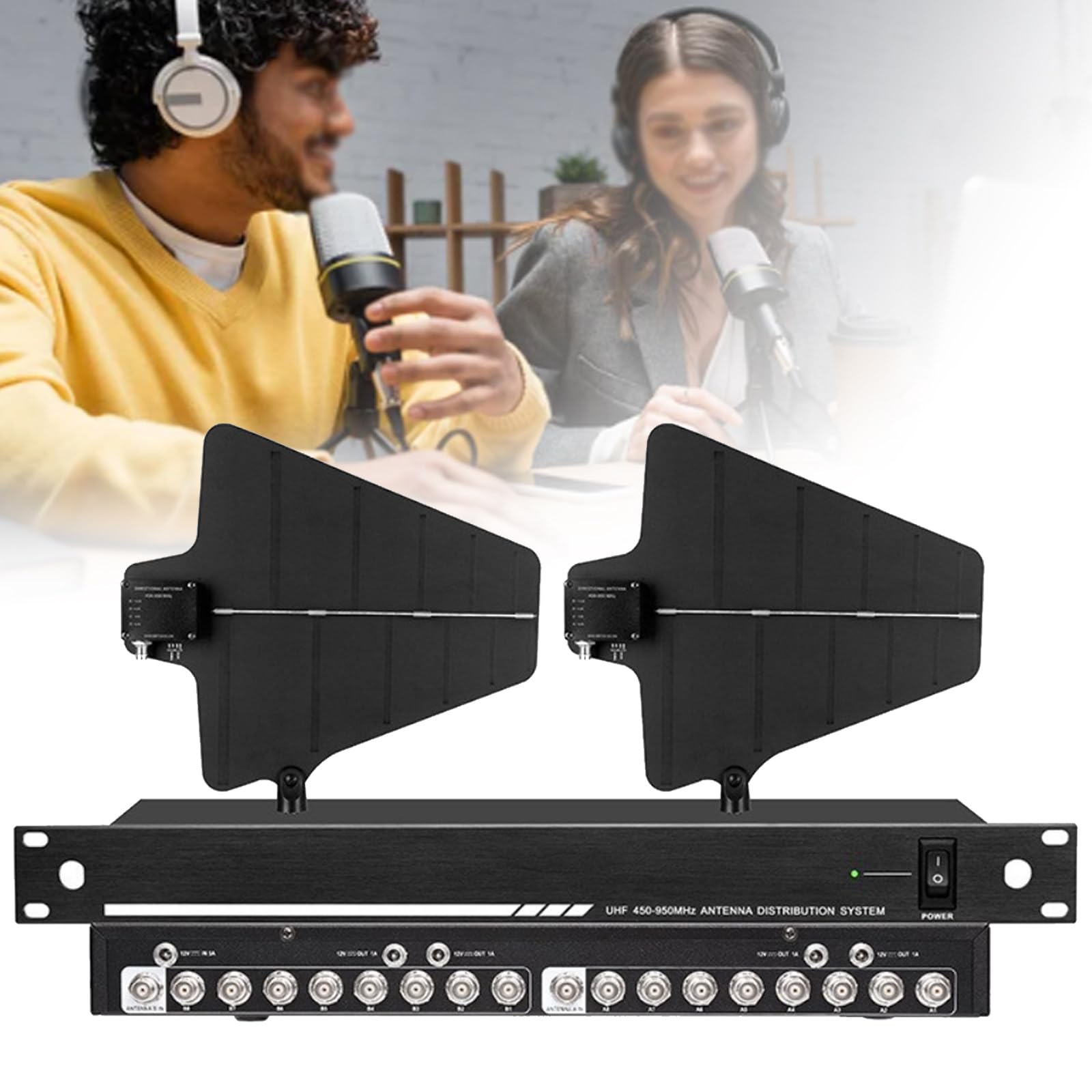 Sistema di distribuzione di antenne wireless UHF, amplificatore di segnale per microfono wireless, regolatori di guadagno attivi dell'antenna, 8/16 uscite + 2 porte a cascata, copre la gamma di f