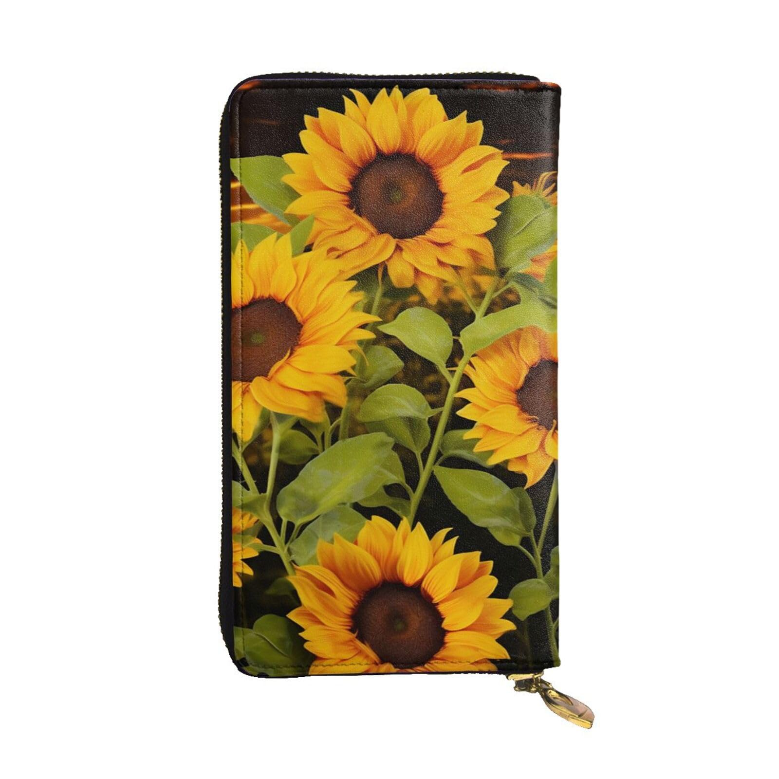 Portefeuille en cuir tournesol compagnon chic pour smartphone et cartes