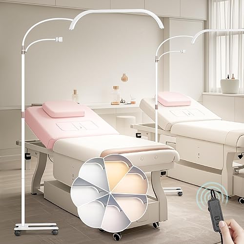 Miniatura 15 de HITTI Luz grande para esteticistas, pestañas flexibles de cuello de cisne para tecnología de pestañas, luz LED de media luna con soporte para Cuello