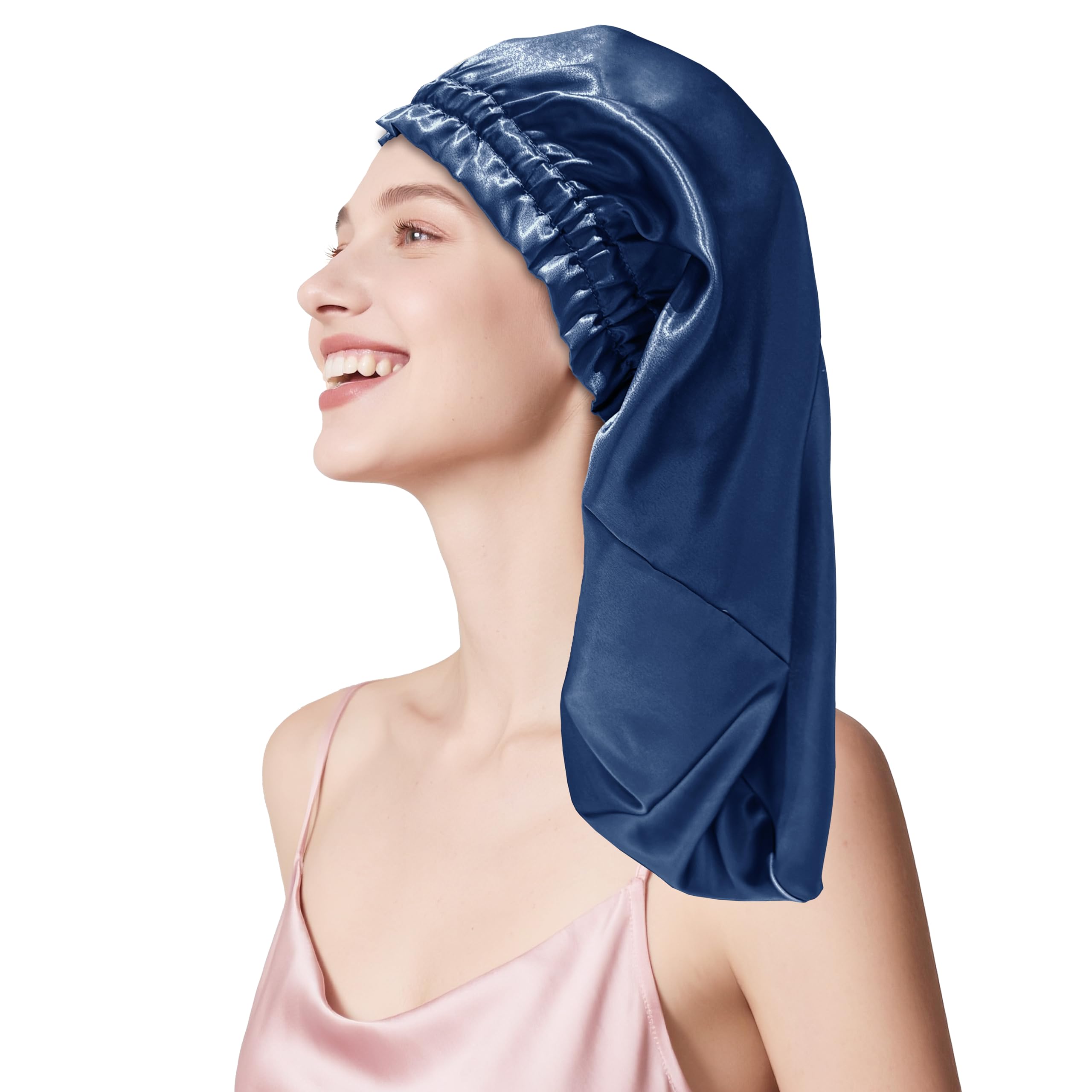 townssilk Silk Sleep Cap, 100% 22 Momme Mulberry Silk for Women Luxurious, Breathable, Sits Safe Overnight & Pressure Free