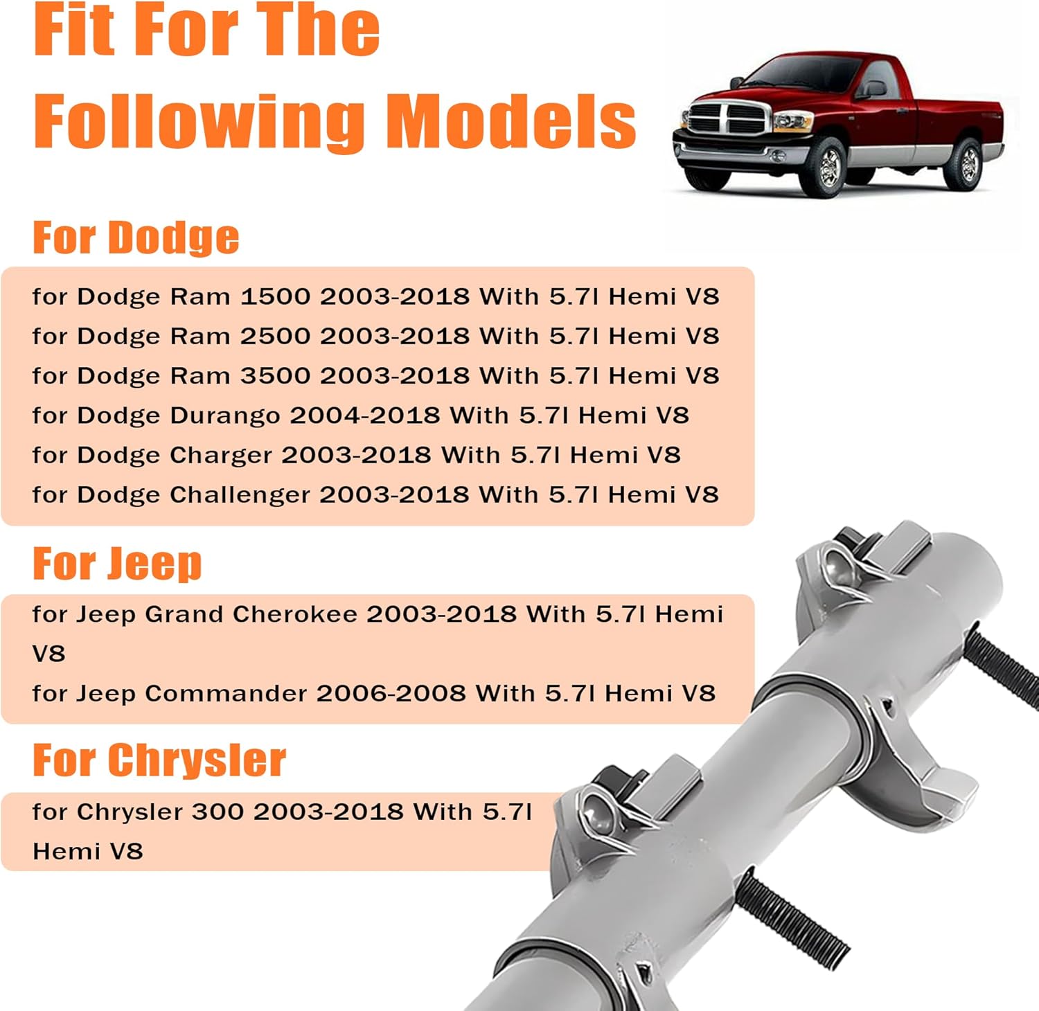 PartsFlow 2PCS Intake&Exhaust Rocker Arm Shaft Assembly 5.7L for Dodge Ram 1500 2500 3500 Challenger/Charger/Durango 2003-2018 for Chrysler 300 for Jeep Hemi V8 53021552AB 53021553AB