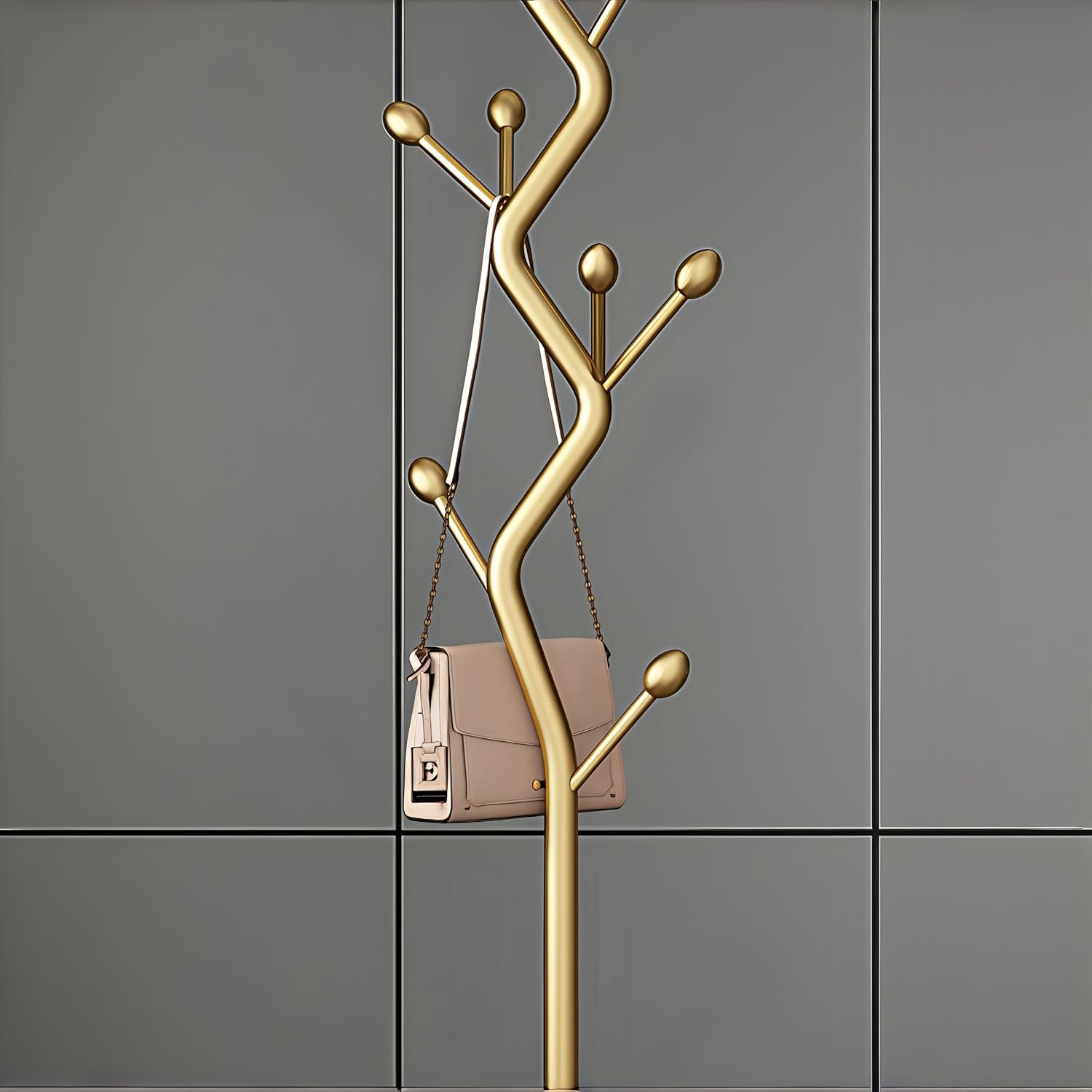 Heavy-Duty Modern Coat Rack Tree, Freestanding Metal Hall Tree with Sturdy Marble Base, Multi-Hook Entryway Organizer for Hallway, Bedroom, Living Room (Black)