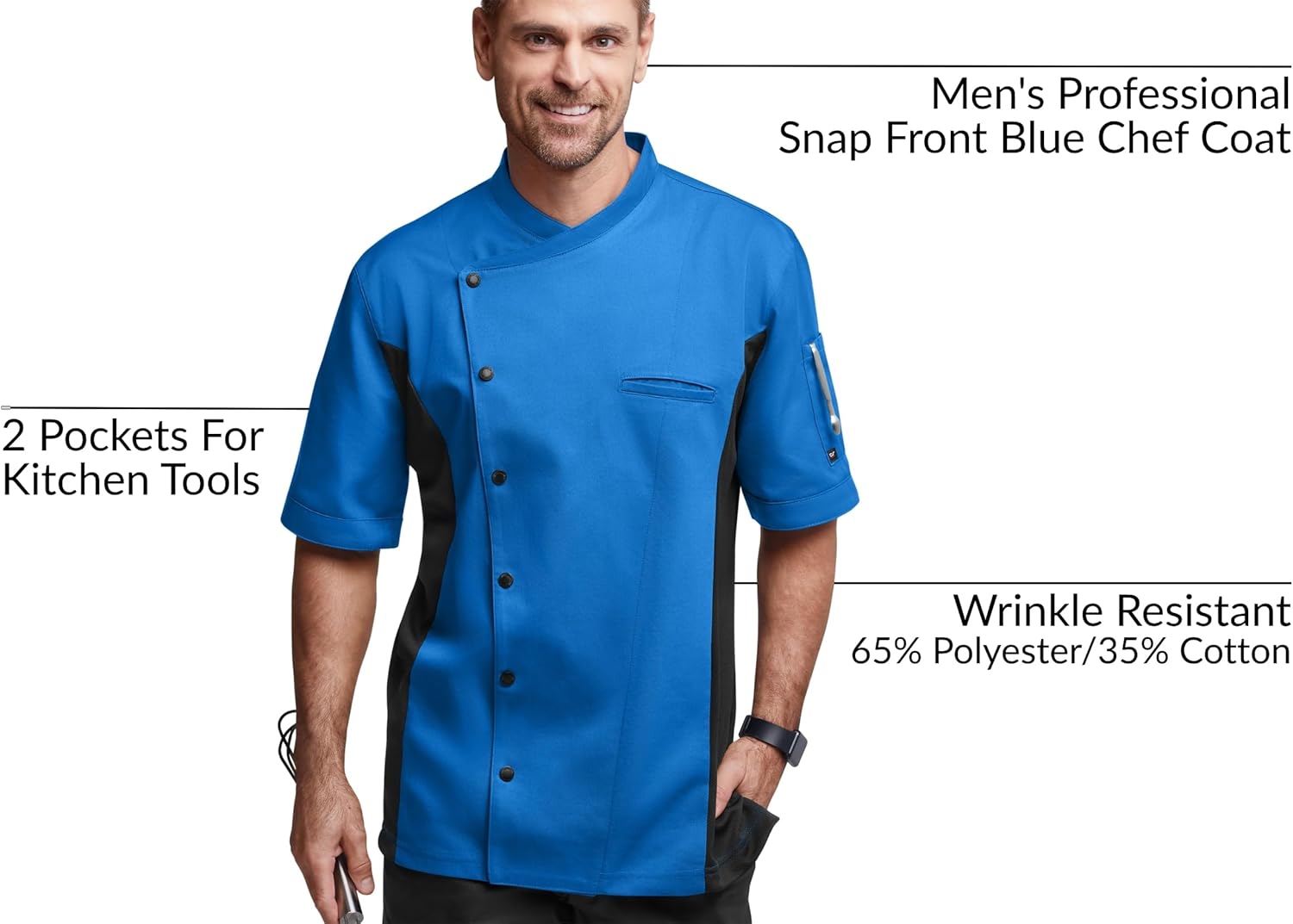 ChefUniforms.com Men's 2-Pocket Chef Coat - Mesh Panels - Image 3