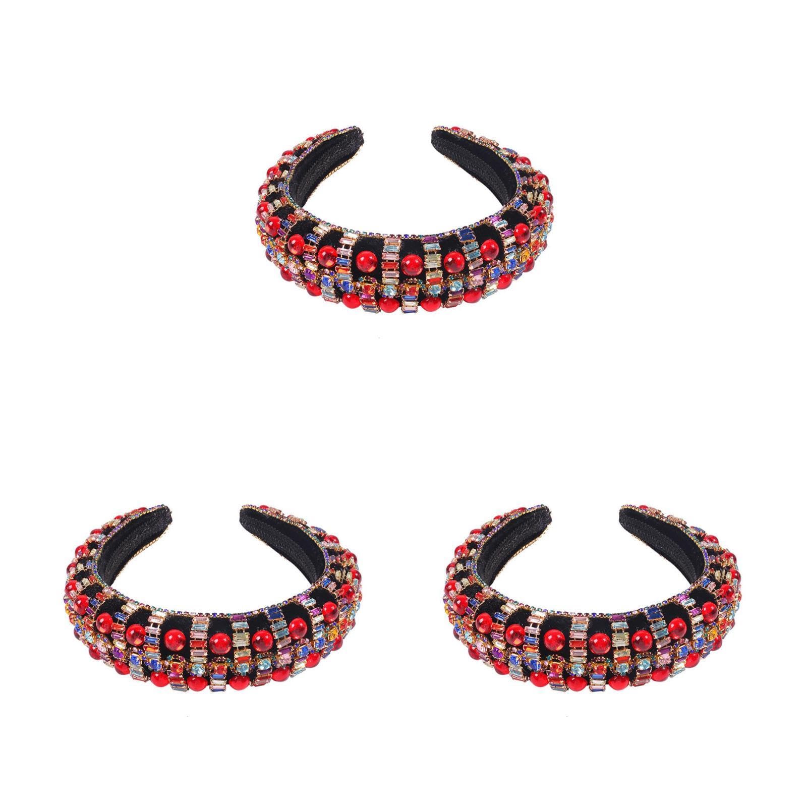 Beavorty 3stücke Retro Hochzeits Haarschmuck Mit Strass Breiter Haarreif Für -stil Haaraccessoires Mit Rubinen Für Besondere Anlässe