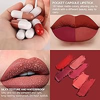 Vista 2 de Labiales de 18 colores de pastillas de cápsula, mini lápiz labial, juego de lápiz labial mate de larga duración, tinte de labios – Labiales Mate 24