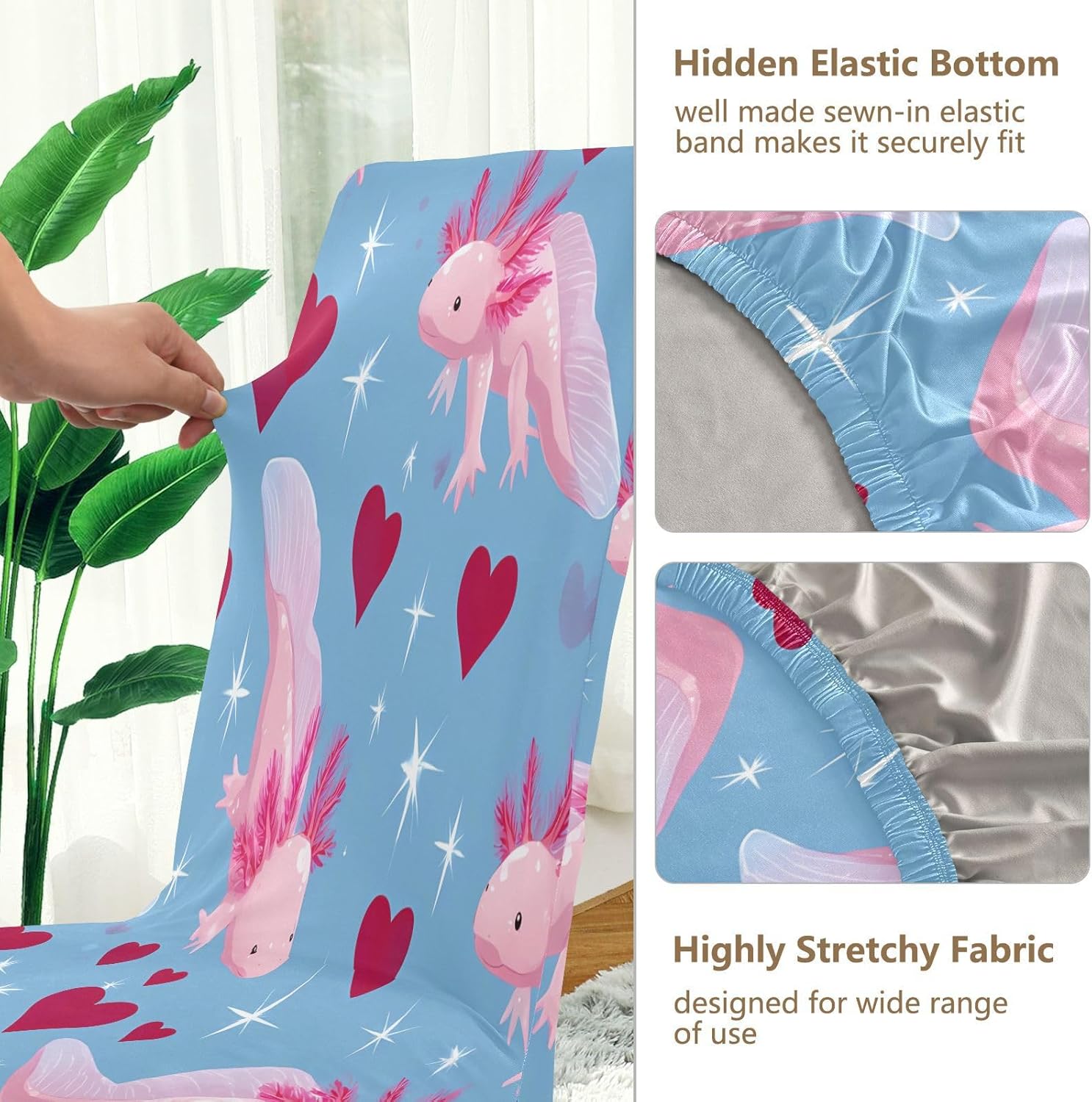 ALAZA Chair Covers for Dining Room, Salamander Heart Pattern Stretch Chair Cover Sets Chair Protector Removable Washable for Ktichen Restaurant Hotel