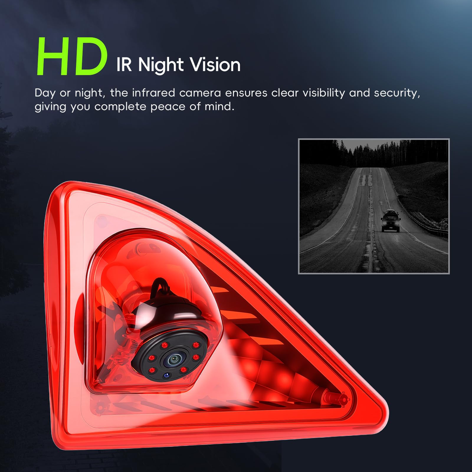 CAMECHO Luce di Stop Telecamera Posteriore HD Visione Notturna IP67 Telecamera Impermeabile per Nissan NV400 Opel Movano Renault Master 2010-2016 Terza luce Stop con Grandangolo 140°, 12V, 10M Cablata