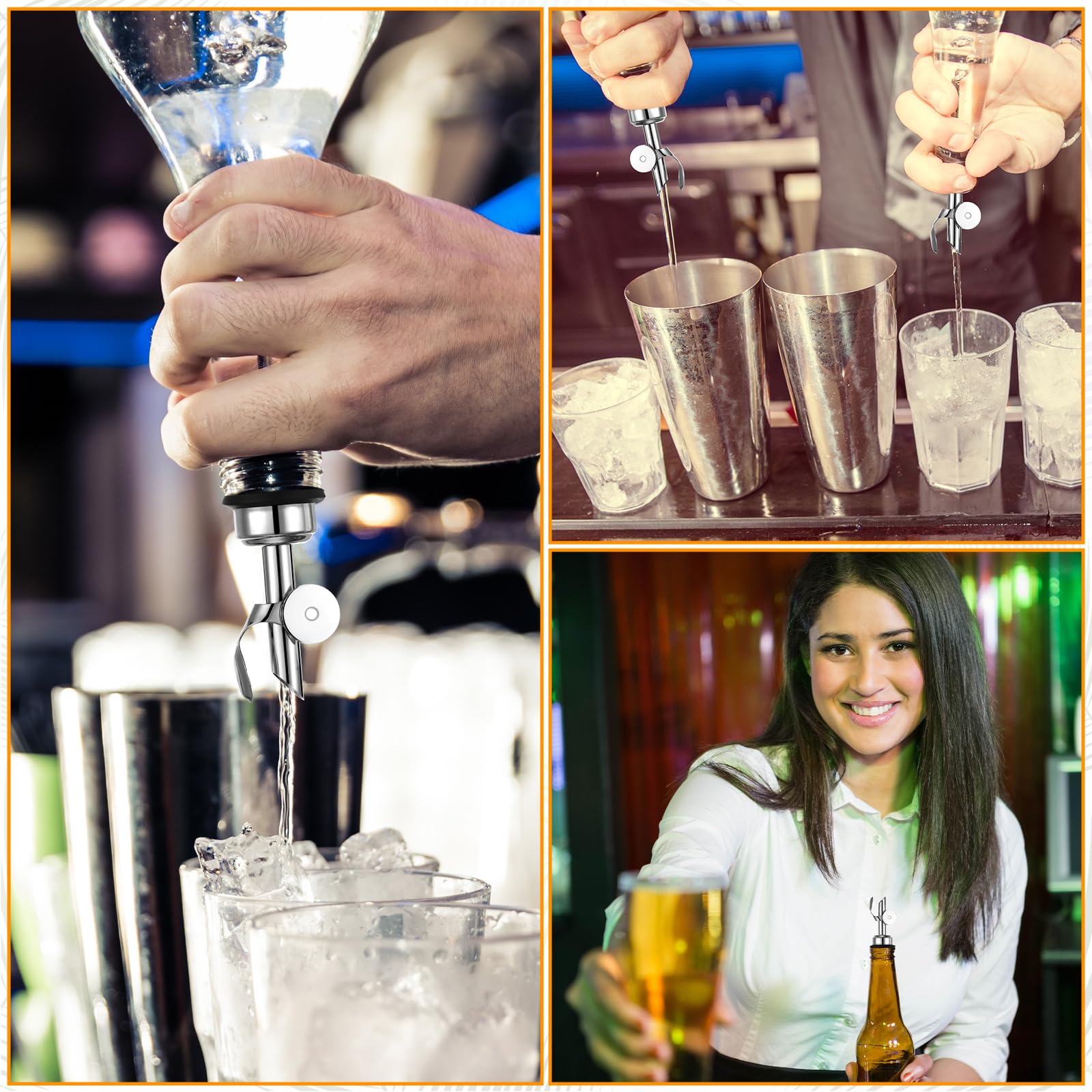 Blulu 24 beccucci dosatori ponderati in acciaio inox, erogatori automatici per olio d'oliva, beccuccio a chiusura automatica, per vino, aceto, alcool, sciroppo, liquido, caffè, casa, bar, accessori