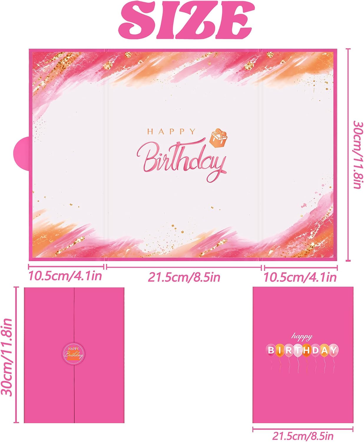 Crenics Pink and Orange Birthday Guest Sign in Book Alternative 18" x 12"
