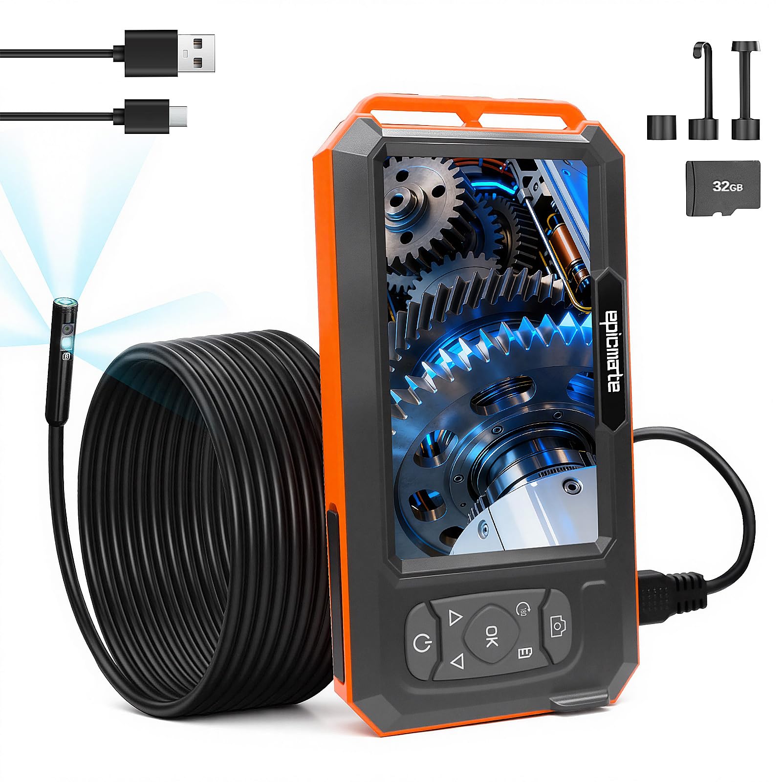 Endoscope Camera with Light, Inspection Camera for Sewer Pipe Automotive