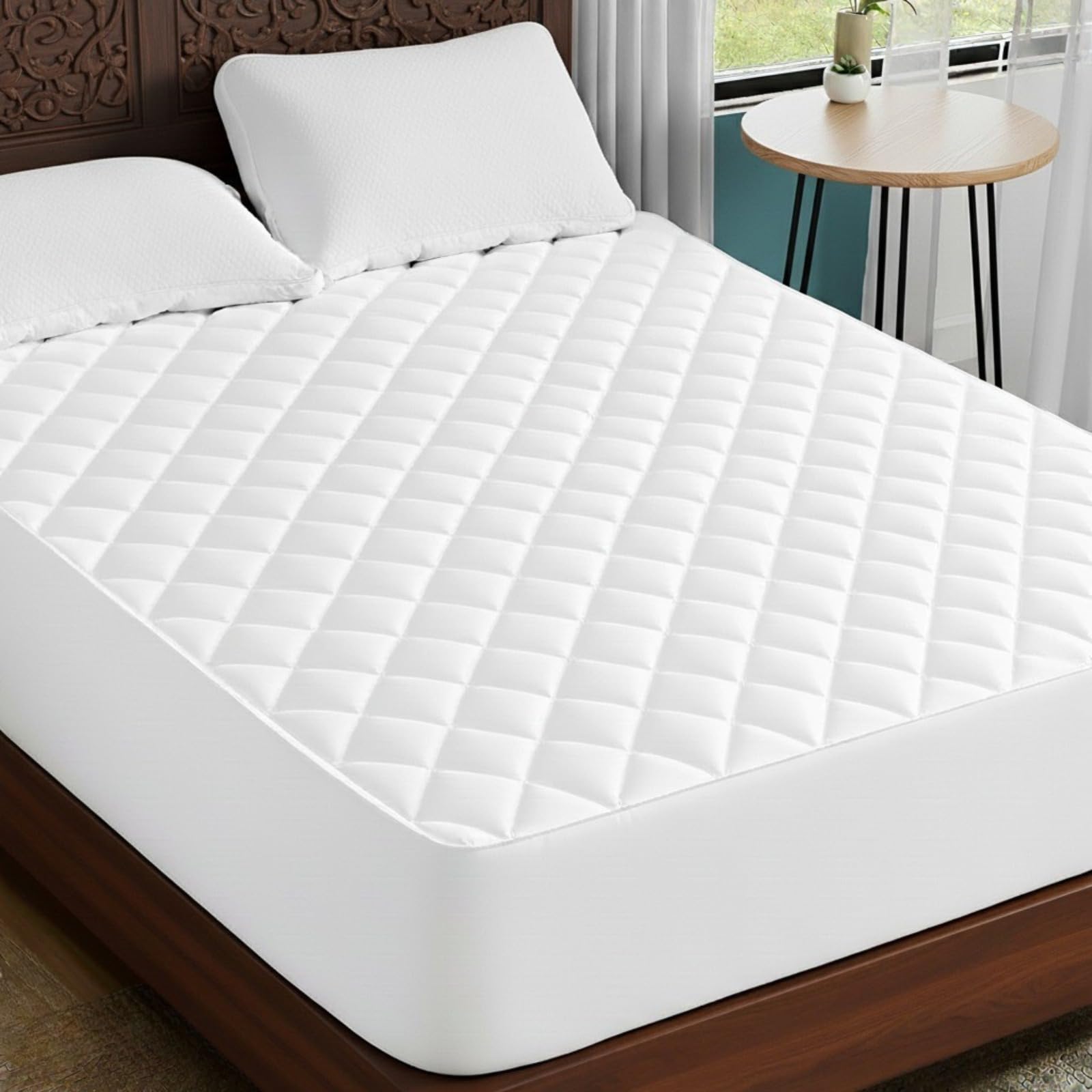 Plush Palace Extra Deep 40cm Quilted Single Mattress Protector, Hypoallergenic & Breathable Fabric, Durable Quilting with Elegant Stitching, Easy Care For Comfortable Sleep – Single (90x190 cm)