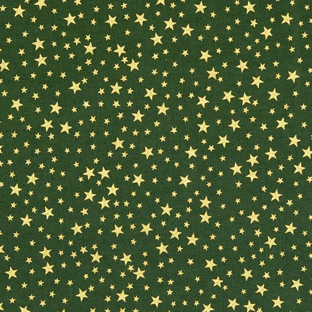 Oh Sew Crafty Limited Green 100% Cotton Fabric Rose & Hubble Christmas Starry Sky Stars 135Cm Wide (Price Per Metre) (Green)