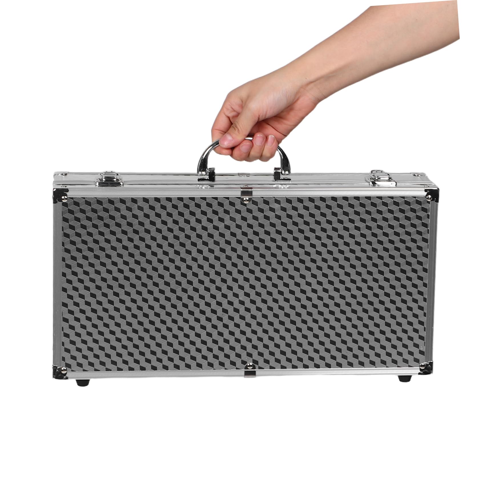 Generico Timke Protection Box custodia rigida per il trasporto Caso di attrezzature supporto per microfono multiplo Custodia microfono portatile porta microfono Lega di alluminio Argento