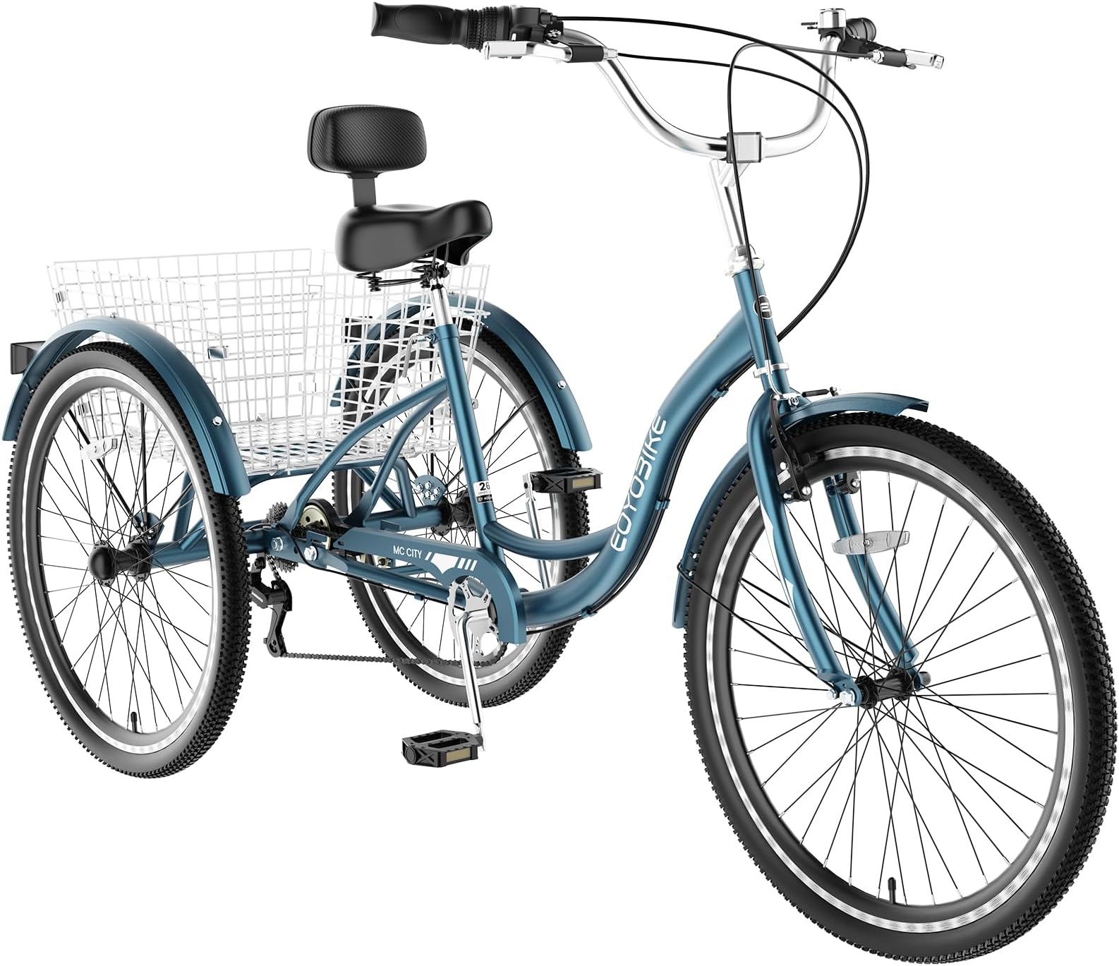 MOONCOOL Adult Tricycles 3 Wheel 7 Speed Trikes, 20/24/26 inch Adult Trikes 3 Wheeled Bike with Basket for Seniors, Women, Men