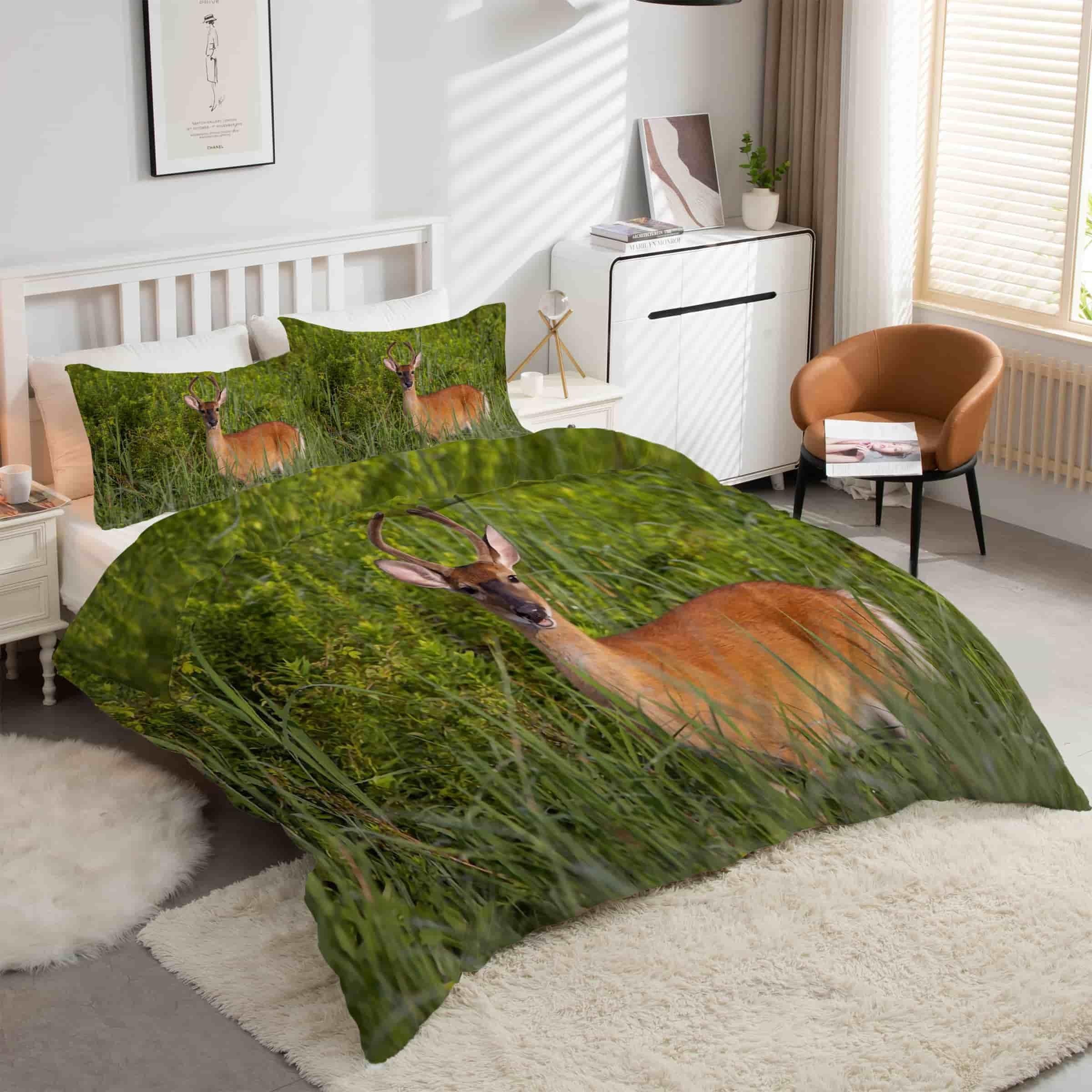 Housse de couette 160x200 cerf literie 3 pièces kK5331