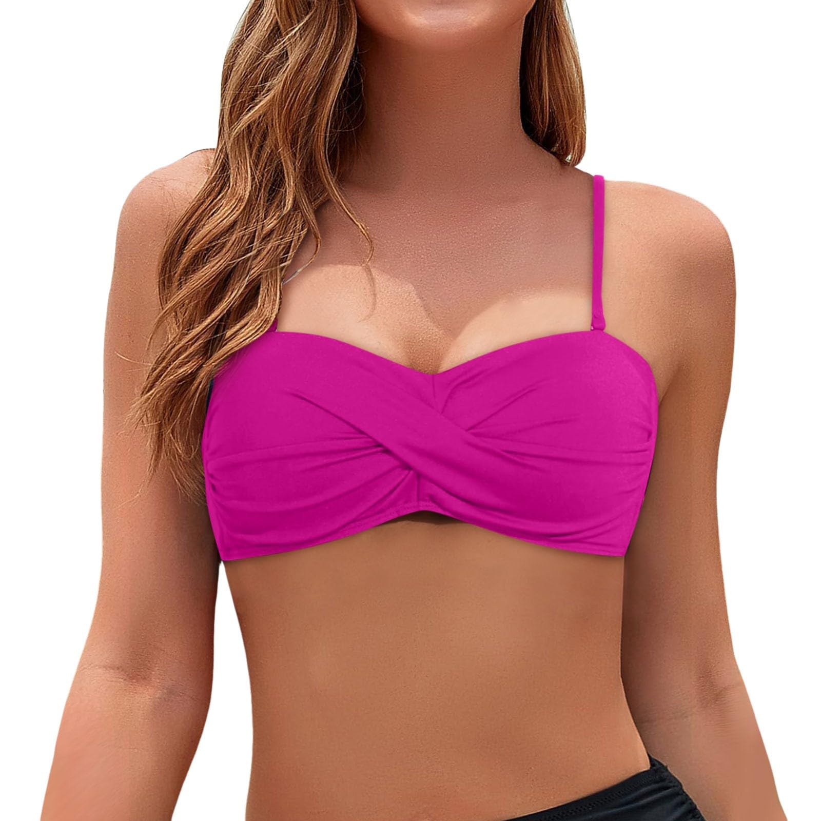 Bikini Top Bandeau para Mujer con Cordones Ajustables S-XXL