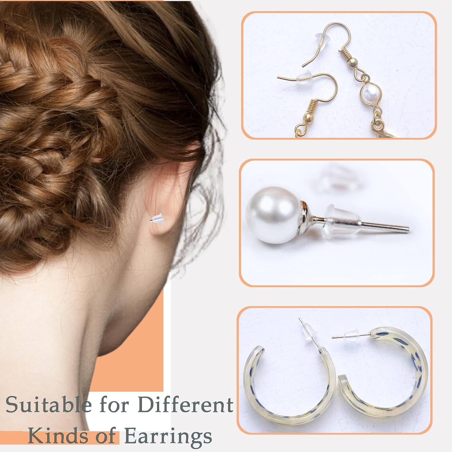 Rubber Earring Backs, Soft Clear Backs for Earrings Studs, 500Pcs Safety Earring Backings Clutch Stoppers for Fishhook Earrings - Image 4
