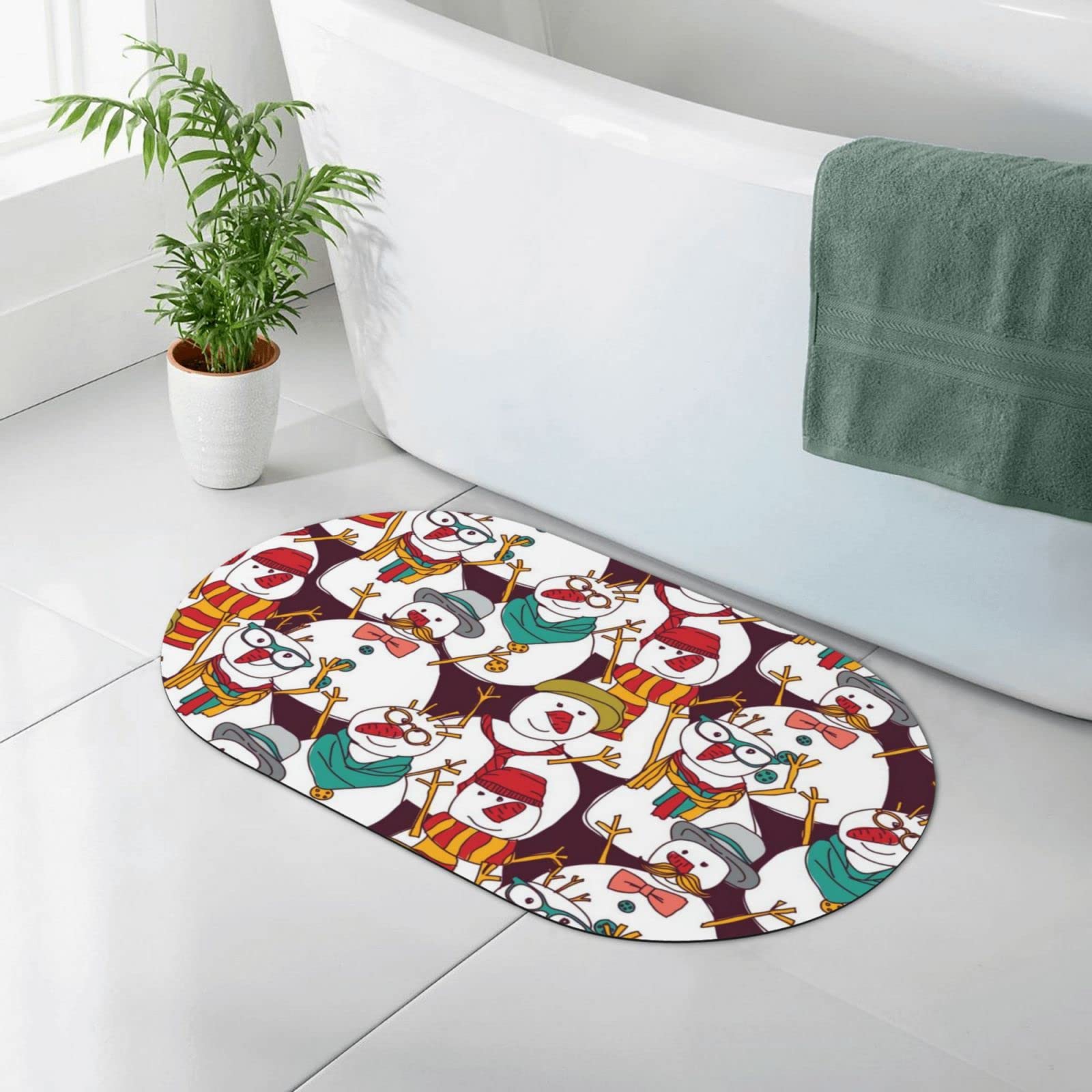 Snowmen Fashion Hipster Color Dirt Trapper Carpet For Indoor&Outdoor 19.7" X31.5" Washable Door Mat Non-Slip Entrance Rug Shoes Scraper Super Absorbent Diatomaceous Mat