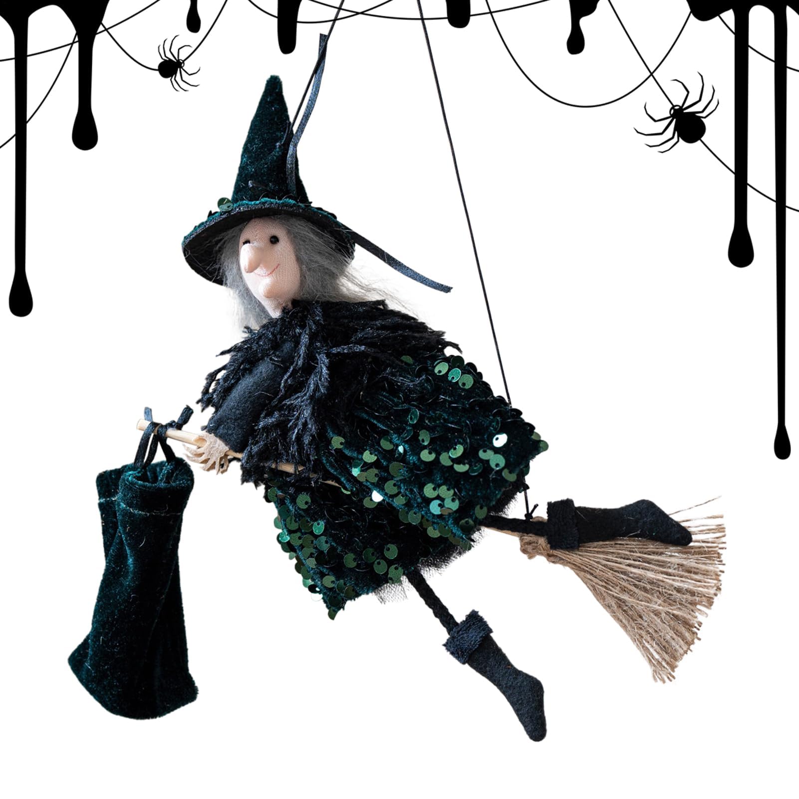 Muiltvoe Halloween Broom Decor | Halloween Hovering Witch Broom Decorations,Vintage Home Decorations for Kids Garden Indoor Desks Corners Haunted House Party Patio Yard