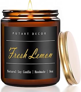 Putart Fresh Lemon Candles for Home Scented, Natural Soy Aromatherapy Non Toxic Candles with Long Lasting Fragrance & Clea...