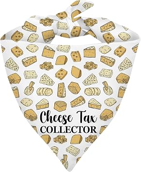 G2TUP Dog & Cat Owners Gift Cheese Tax Collector Bandana Pet Scarf Dog Lover Doggy Mom Gift Cheesy Patterns for Pet Foodies Cheese Tax Collector DB