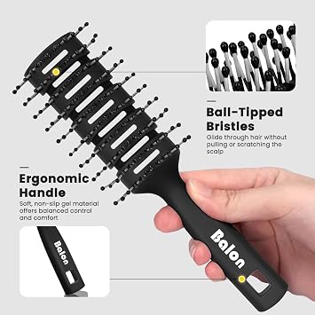 Hair Brush for Men and Women, Pain-Free Speed Dry Detangling Brush | Vented Brush Design for Fast Airflow, Anti-static Bristles Reduce Breakage, Works on Wet or Dry, Straight or Curly Hair