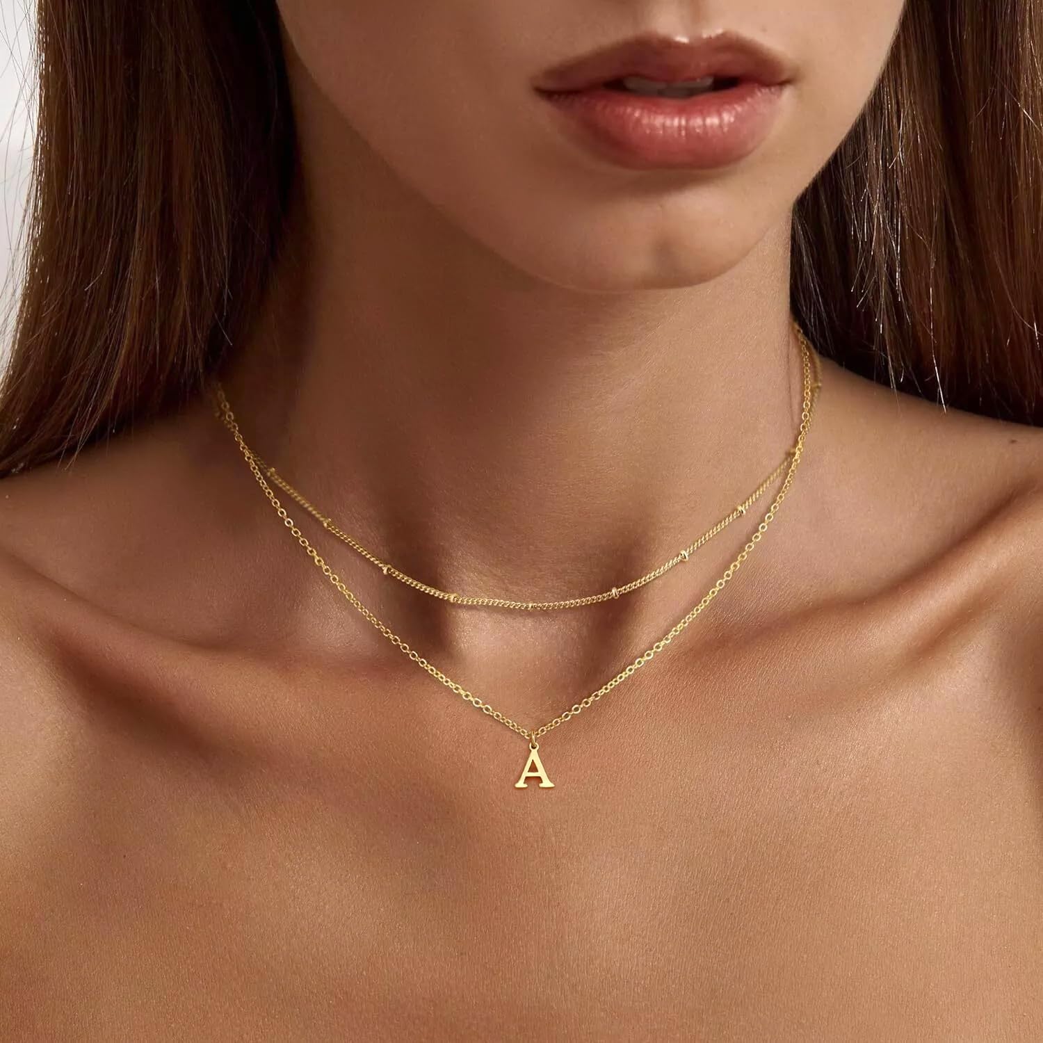 Gold Initial Necklaces for Women, 14K Gold Plated Letter Necklace Tiny A-Z Pendant Choker Cute Necklace Personalized Monogram, Dainty Gold Layered Initial Necklace Jewelry for Women Birthday Gifts - Image 2