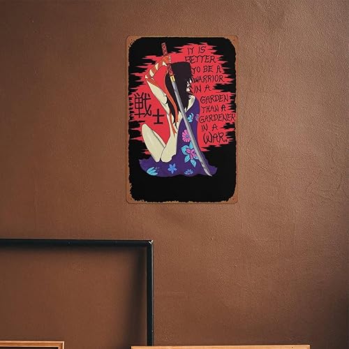 Miniatura 6 de Póster motivacional de la mujer guerrera, letrero de metal creativo, decoración de pared retro para puerta del hogar, jardín, bares, restaurantes,