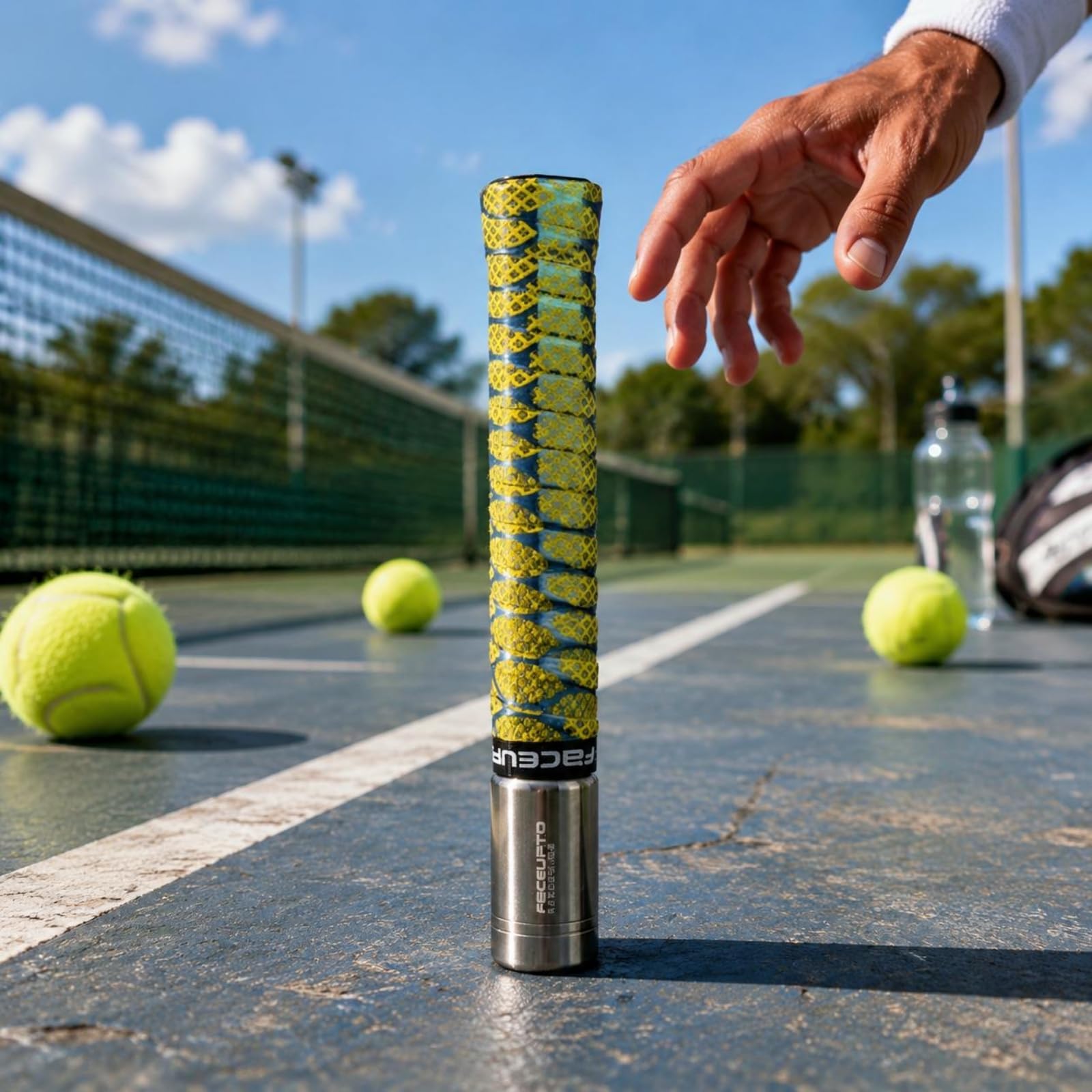 Entrenador de Tenis Ajustable Entrenador Simulador Dispositivo Aparato con Empuñadura Cómoda y Base de Metal Cilíndrica para Trabajo de Golpeo y, Rojo Angora