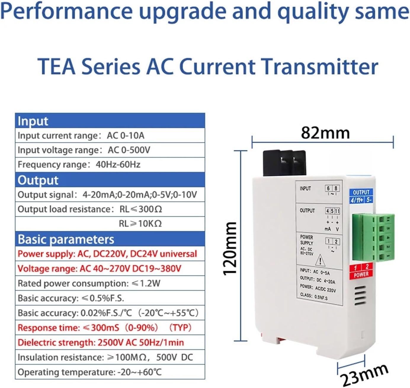 AC Current Transmitter converts AC Signal Input 4-20mA Output Signal Isolator(1,0-10V_0-10A Input_24VDC)