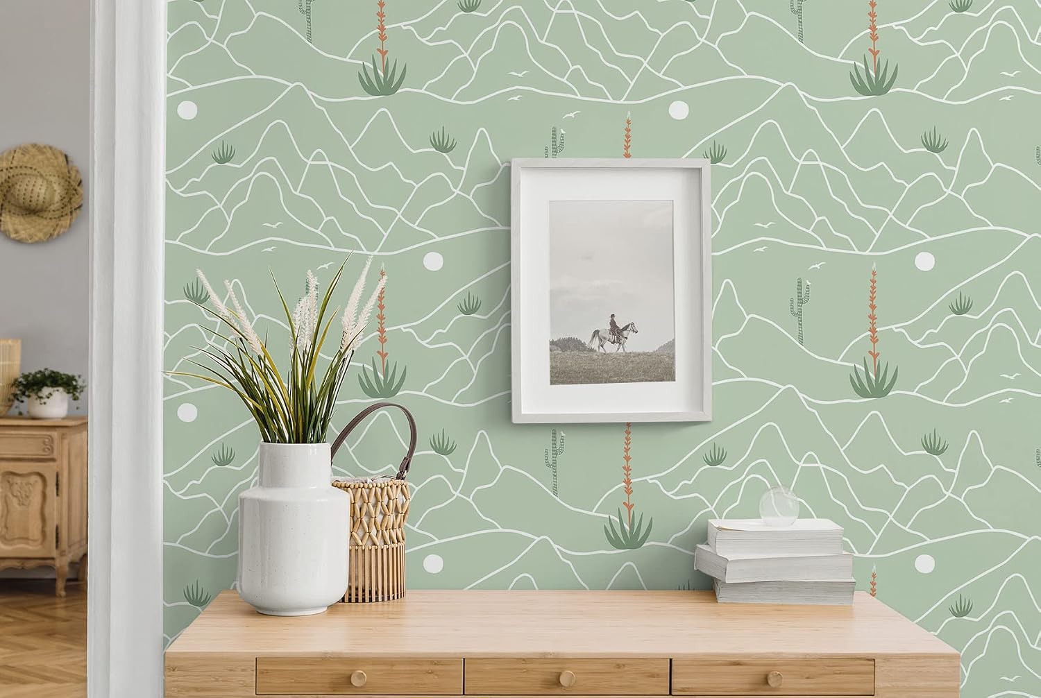 Elana Gabrielle Desert Scenic Peel and Stick Wallpaper, (Sage Green)