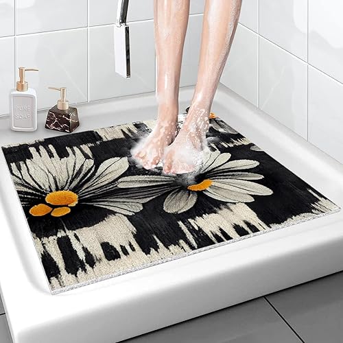 Miniatura 23 de Alfombra de ducha Loofah: 24 x 16 pulgadas, alfombra de baño cuadrada para ducha interior, suave antideslizante, tapete de seguridad para ducha